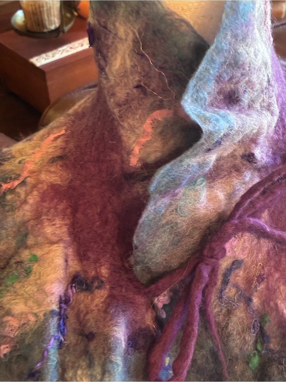 Handcrafted Purple & Blue Felted Neck Warmer by